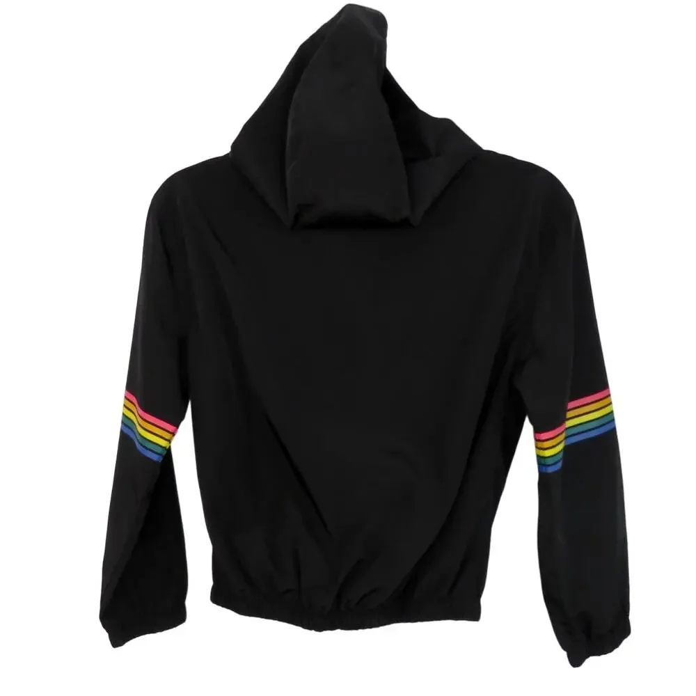 Kelly 26 International Black Rainbow Windbreaker Jacket Size 14 Girl L